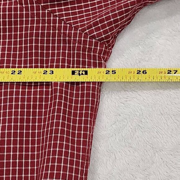 Men's Large 36/37 Croft&barrow Red White Checkered Button Up Long Sleeve Shirt - Picture 4 of 12